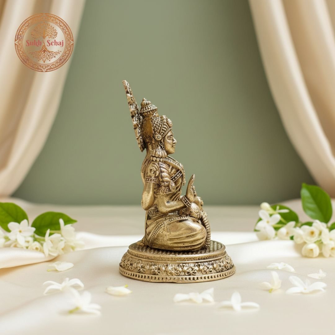 Goddess Maha Lakshmi Murti | Laxmi Murti| Brass Murti | Handcrafted, Antique Finish, 3.0 Inch, for Home Temple, Decor, Pooja Ritual and Gifting - Image 4