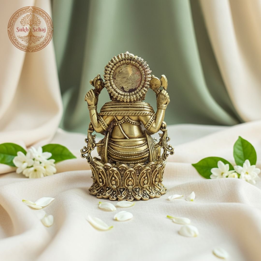 Shree Ganesha Murti | Ganapati Idol | Brass Murti | Handcrafted, Antique Yellow Finish, 3.0 Inch, for Home Temple, Decor, Pooja Ritual and Gifting - Image 2