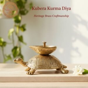 Kubera Kurma Diya | Tortoise Lamp, Deepak, Brass, Handcrafted, Antique Yellow Finish, 6.9 Inch Height, Oil Lamp Home Temple, Decor, Pooja Ritual and Gifting (Antique Yellow Finish)