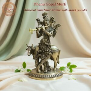 Dhenu Gopal (Shree Krishna) Murti | Brass Murti | Handcrafted, Antique Black Finish, 9.8 Inch, for Home Temple, Decor, Pooja Ritual and Gifting