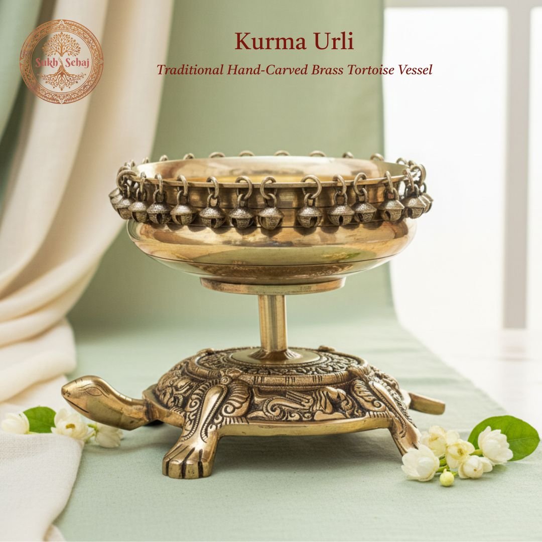 Kurma Urli | Brass Tortoise Urli | Tortoise Vessel | Decor Vessel | Handcrafted, Antique Black Finish, 10.0 Inch, for Home Temple, Decor, Pooja Ritual and Gifting