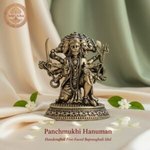 Pachmukhi Hanuman Murti | Brass Murti | Handcrafted, Antique Finish, 5.0 Inch Length, for Home Temple, Decor, Pooja Ritual and Gifting