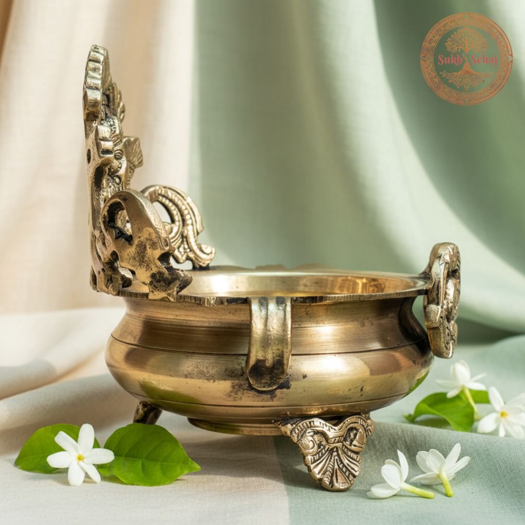Shree Ganesha Brass Urli | Brass Urli | Decor Vessel | Handcrafted, Antique Black Finish, 7.5 Inch, for Home Temple, Decor, Pooja Ritual and Gifting - Image 2