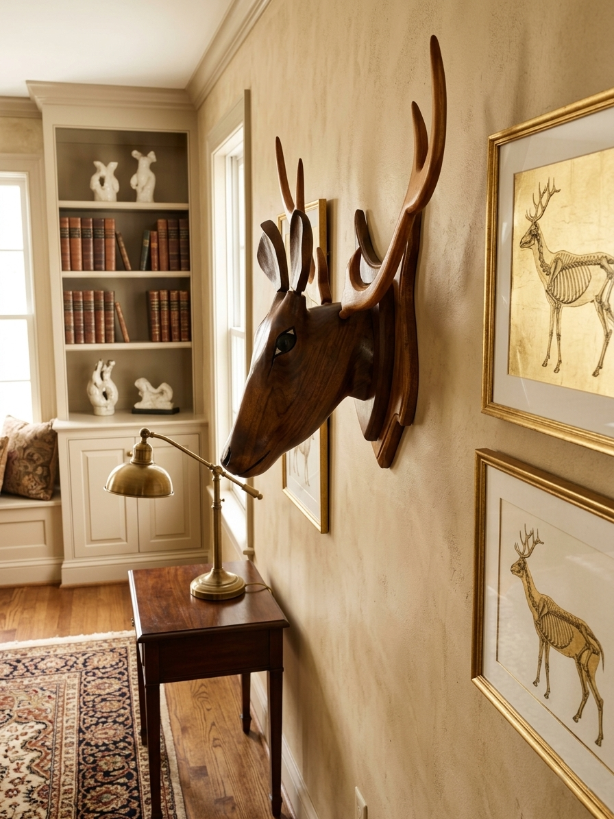 Wall Hanging Wooden Deer Head for Decor Your Home & Office Also. Traditional Decor & Gifting Item | Natural Brown Finish- 1 PCS ( 22 cm x 11.5 cm x 12 cm height) - Image 4