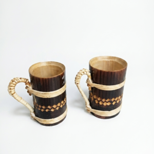 Bamboo Coffee Cup | Traditional Tea Coffee Mug | for Kitchen, Office, Home & Restaurants | Traditional Handmade |Brown Pack of 2 ( Size 9.5 cm x 5.5 cm)