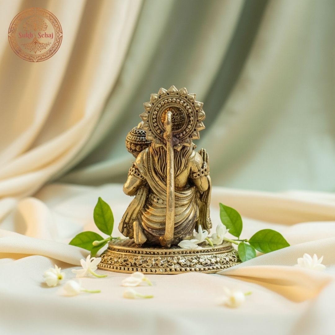 Lord Bajrangbali Murti | Hanumanji Murti | Brass Murti | Handcrafted, Antique Yellow Finish, 3.0 Inch Height, for Home Temple, Decor, Pooja Ritual and Gifting - Image 2