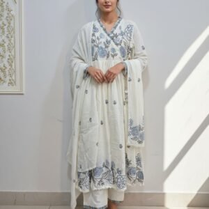 Mul cotton suit-white