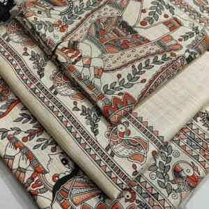Cotton silk dress material Madhubani print