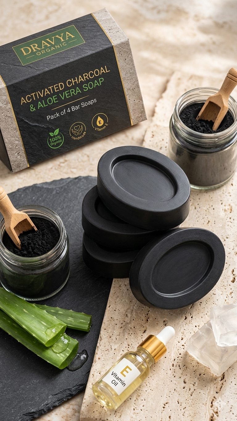 Handmade organic charcoal soap