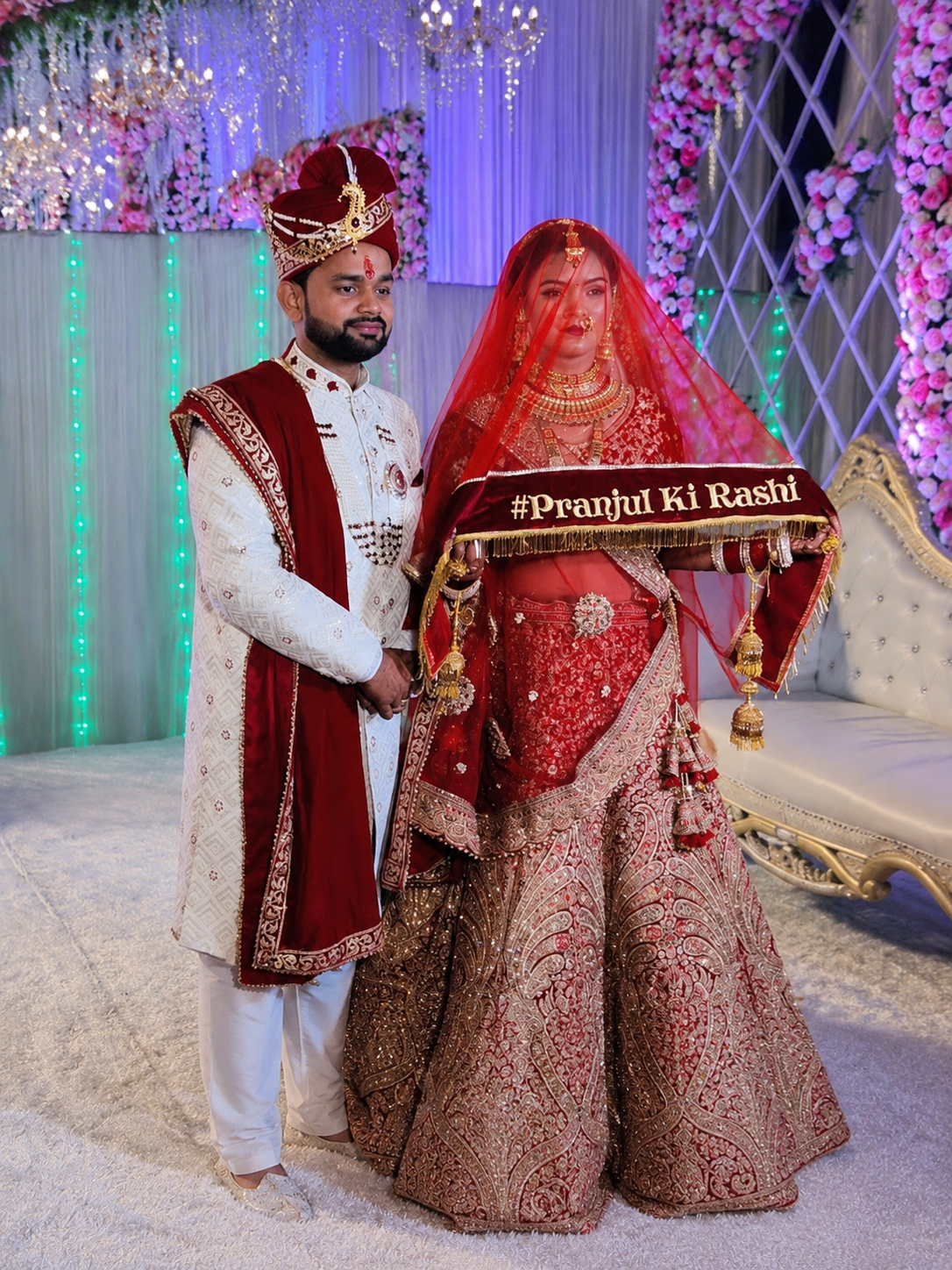Bridal entry veil duppata with long tail