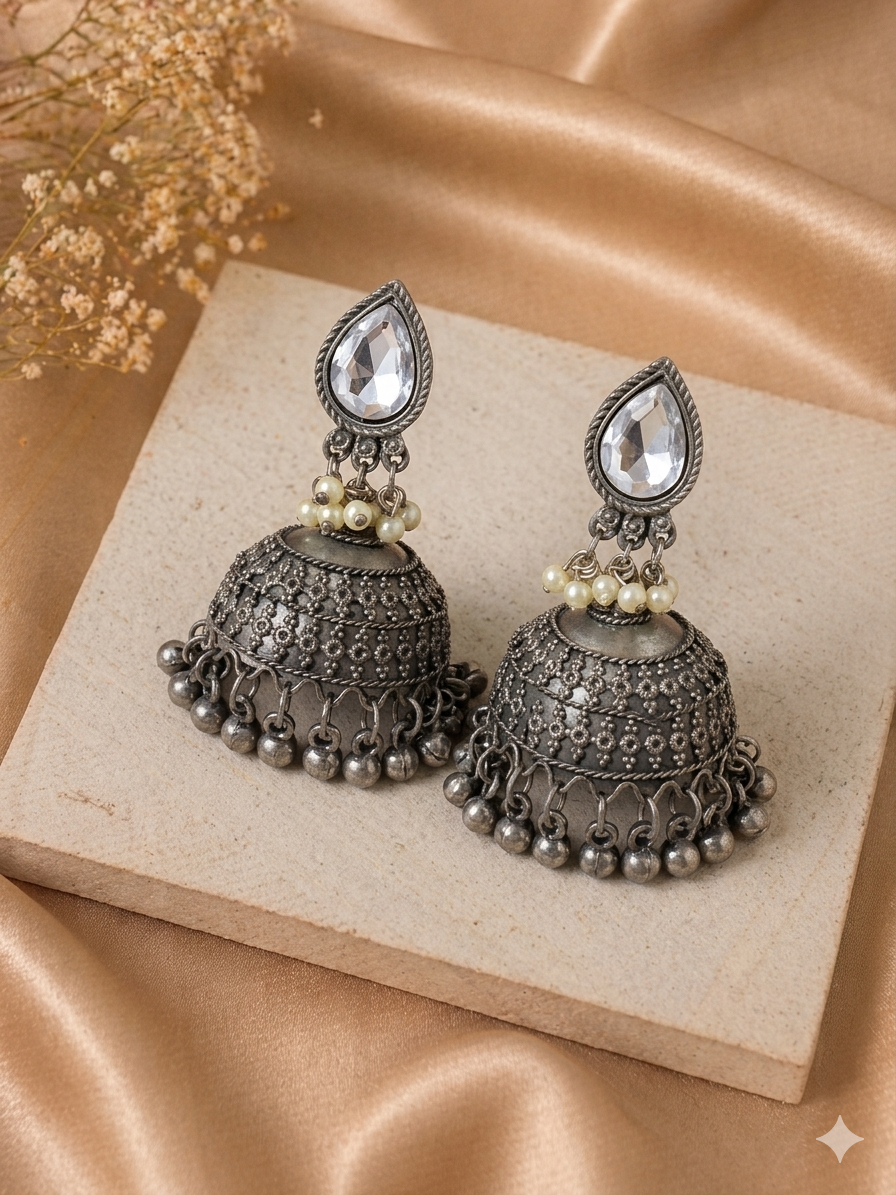 Suhani black polish jhumka - Image 2