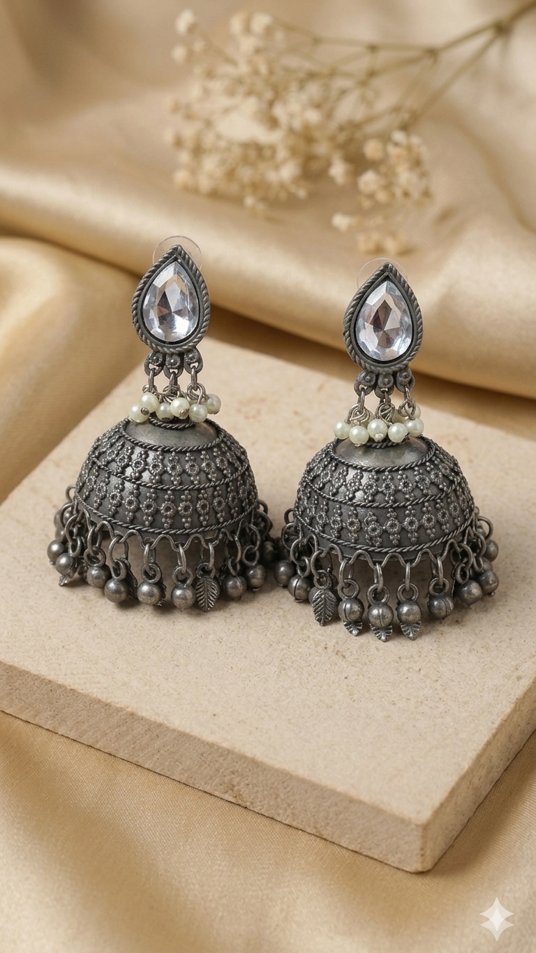 Suhani black polish jhumka