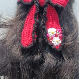 Handmade Embroidered Crochet Bow Hair Clip