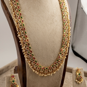 Traditional Pearl & Stone Long Necklace set