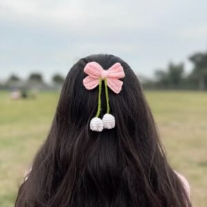 Crochet hair bow clip