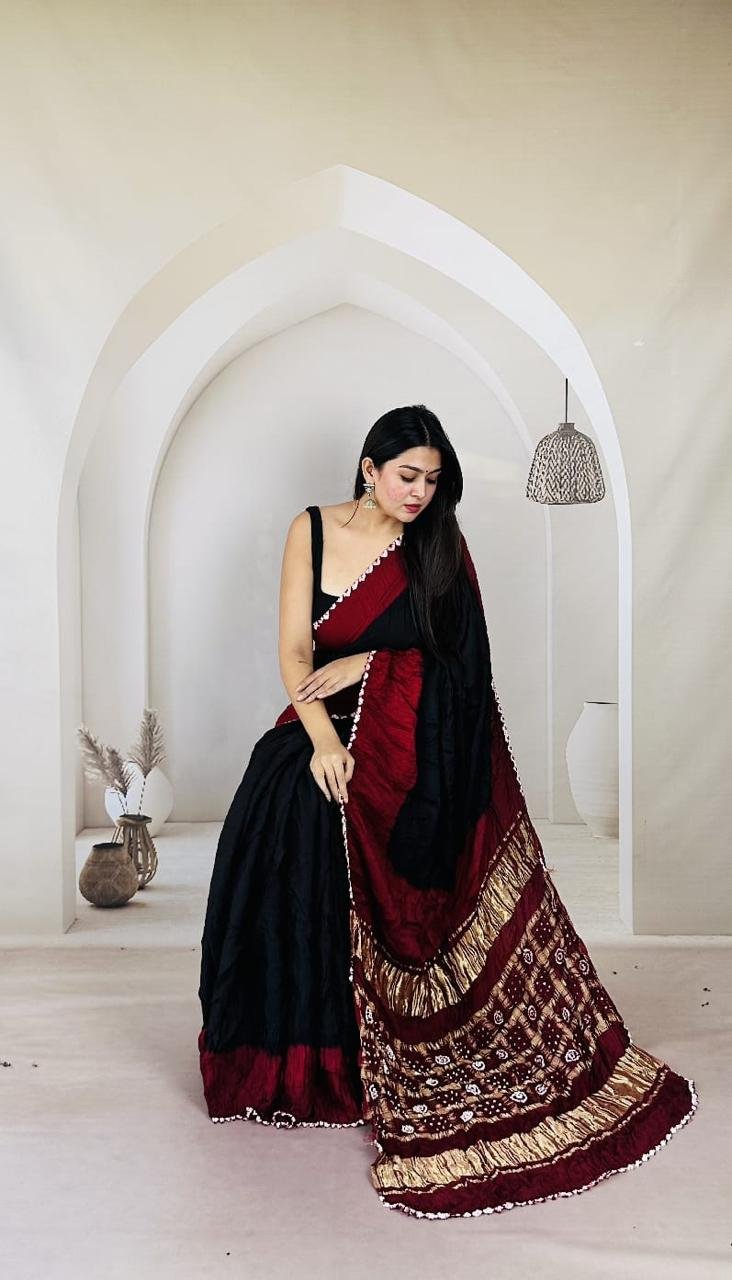 Pure modal silk bandhej saree