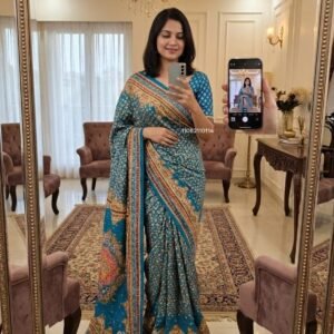 *Today's New Launching Superb Quality Real Mirror Work Chinon Silk ✨ Saree*