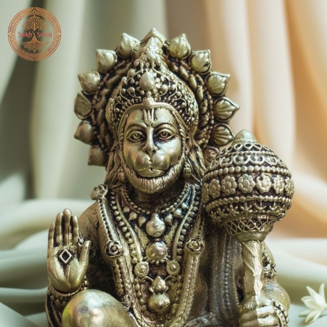 Lord Bajrangbali Murti | Hanumanji Murti | Brass Murti | Handcrafted, Antique Yellow Finish, 3.0 Inch Height, for Home Temple, Decor, Pooja Ritual and Gifting - Image 3