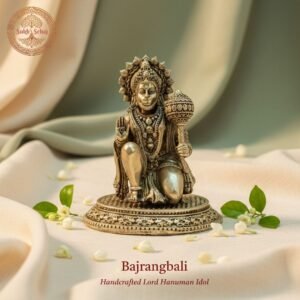 Lord Bajrangbali Murti | Hanumanji Murti | Brass Murti | Handcrafted, Antique Yellow Finish, 3.0 Inch Height, for Home Temple, Decor, Pooja Ritual and Gifting