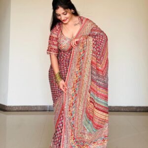 Soft chinnon with mirror work