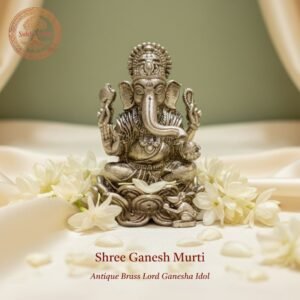 Shree Ganesh Murti | Lord Ganesha Idol | Brass Murti | Handcrafted, Antique Finish, 1.5 Inch Height, for Home Temple, Decor, Pooja Ritual and Gifting