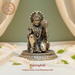 Lord Bajrangbali Murti | Hanumanji Murti | Brass Murti | Handcrafted, Antique Black Finish, 3.0 Inch Height, for Home Temple, Decor, Pooja Ritual and Gifting