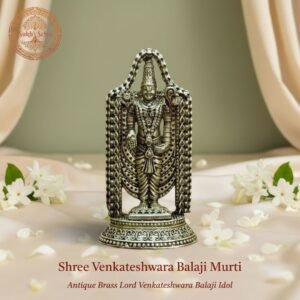 Lord Venkateshwara Balaji Murti | Tirupati Balaji | Shree Vishnu Brass Murti | Handcrafted, Antique Finish, 3.5 Inch Height, for Home Temple, Decor, Pooja Ritual and Gifting