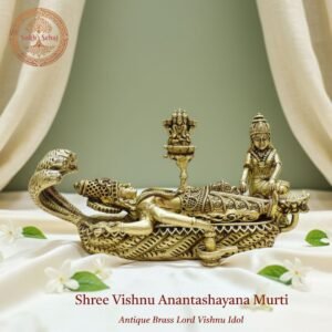Shree Vishnu Anantashayana Murti | Lord Vishnu Idol | Brass Murti | Handcrafted, Antique Black Finish, 5.2 Inch Length, for Home Temple, Decor, Pooja Ritual and Gifting