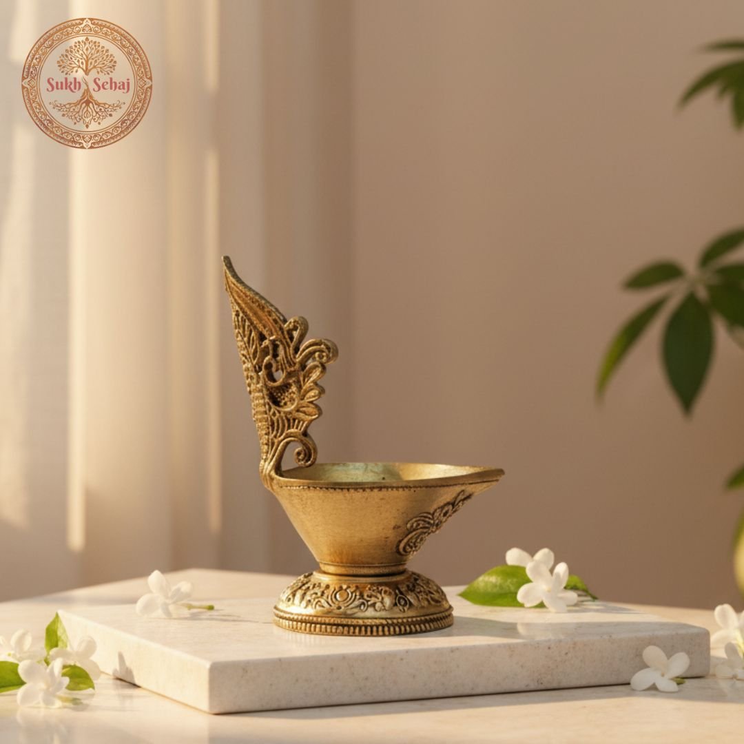 Shree Lakshmi Deepak, Laxmi Diya, Brass, Handcrafted, Antique Finish, 4.2 Inch Height, Oil Lamp Home Temple, Decor, Pooja Ritual and Gifting - Image 3