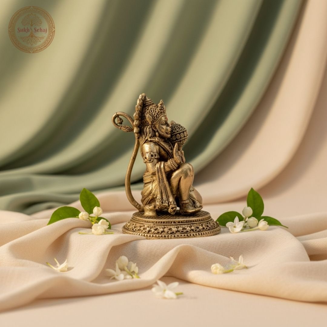 Lord Bajrangbali Murti | Hanumanji Murti | Brass Murti | Handcrafted, Antique Yellow Finish, 3.0 Inch Height, for Home Temple, Decor, Pooja Ritual and Gifting - Image 4