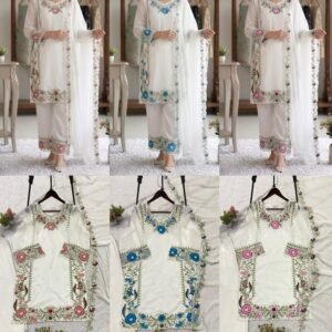 Embroidered Top Plazo With Dupatta