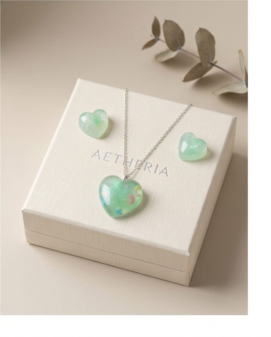 resin pendant set heart shape - Image 4