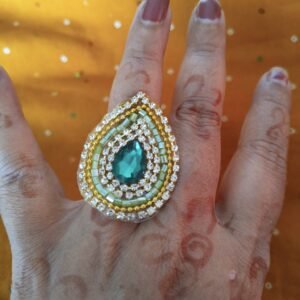 Handmade finger kundan ring