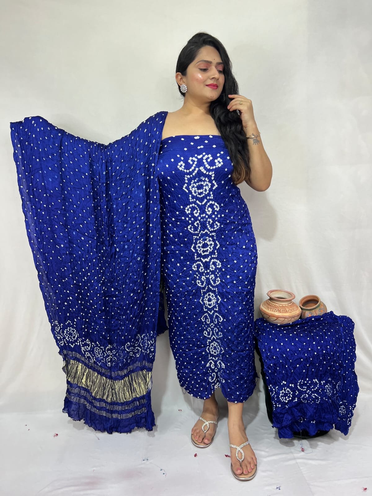 Bandhej dress material - Image 4