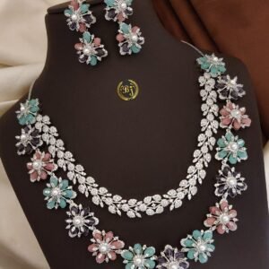Ad diamond silver necklace