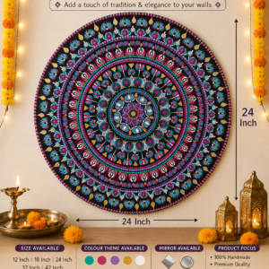 Handmade Dot Mandala Wall Art - 24 Inch Round - Vibrant Multicolor*