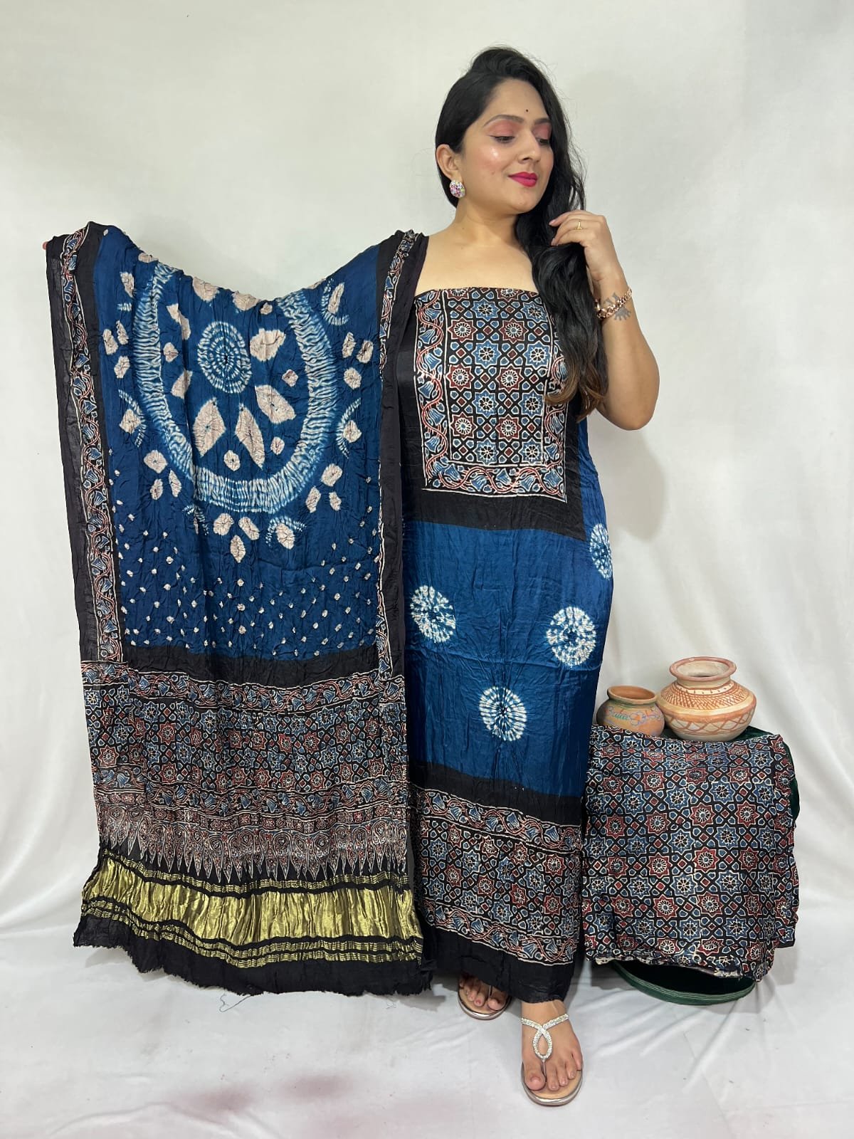 Bandhej dress material - Image 4