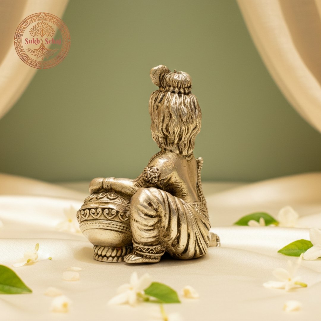 Sukh Sehaj Bal Gopal (Shree Krishna) Murti | Brass Murti | Handcrafted, Antique Yellow Finish, 2.5 Inch Height, for Home Temple, Decor, Pooja Ritual and Gifting - Image 2